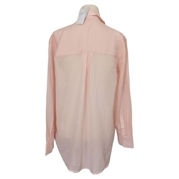 Club Monaco Gauzy Cotton Top Sz S Pink Old Money Quiet Luxury Relaxed Elizabina - Picture 4 of 16
